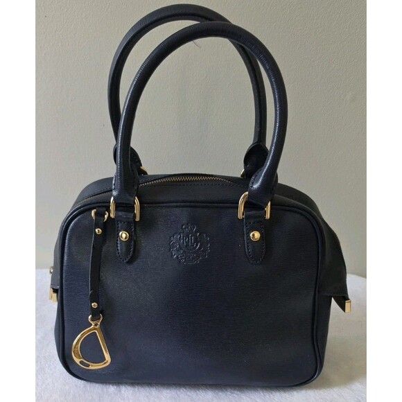 Lauren Ralph Lauren Handbags - Lauren Ralph Lauren Sloan Street Dome Satchel Blue Textured Leather Old Money
